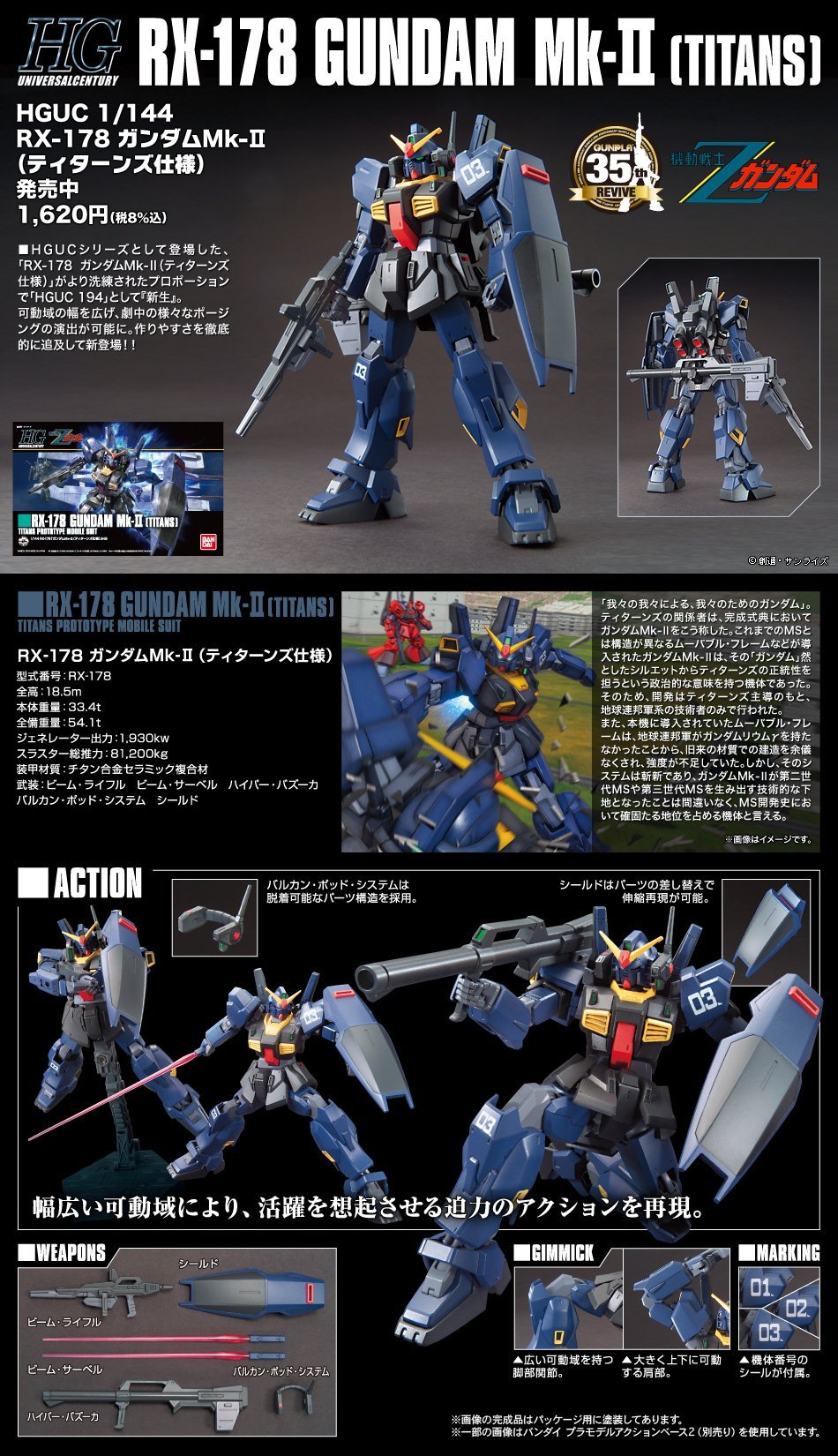 HGUC 1/144 #194 Gundam MK-II (Titans) - obrazek 5