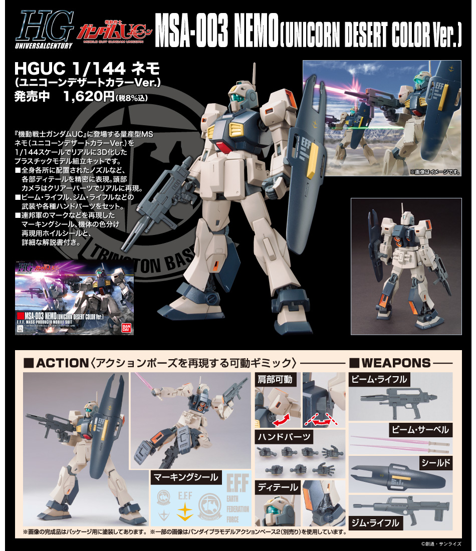 HGUC 1/144 #164 Nemo (Unicorn Desert Color ver.) - obrazek 5