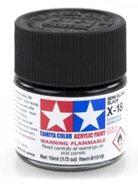 Tamiya 81518 - Farba akrylowa - X-18 Semi gloss black / 10ml